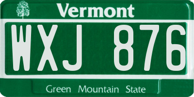 VT license plate WXJ876