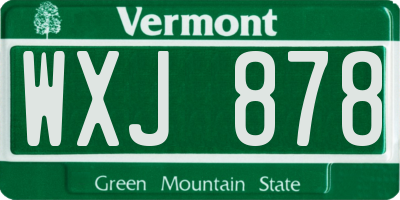 VT license plate WXJ878