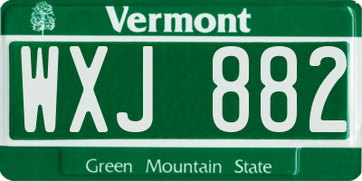 VT license plate WXJ882