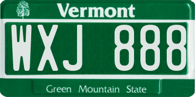VT license plate WXJ888