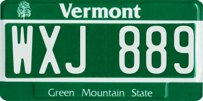 VT license plate WXJ889