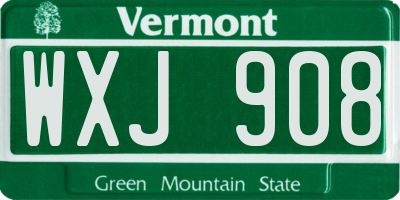 VT license plate WXJ908