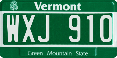 VT license plate WXJ910