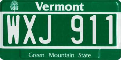 VT license plate WXJ911