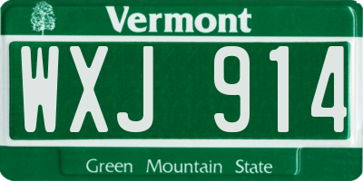 VT license plate WXJ914