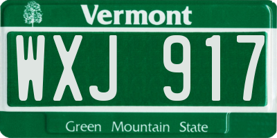 VT license plate WXJ917