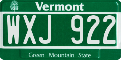 VT license plate WXJ922