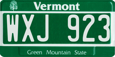 VT license plate WXJ923