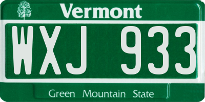 VT license plate WXJ933