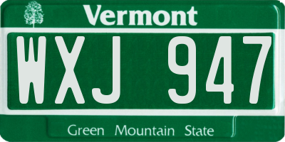 VT license plate WXJ947