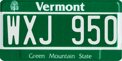VT license plate WXJ950