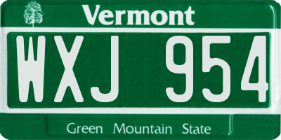 VT license plate WXJ954