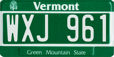 VT license plate WXJ961