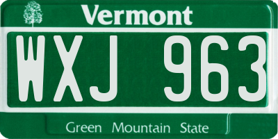 VT license plate WXJ963