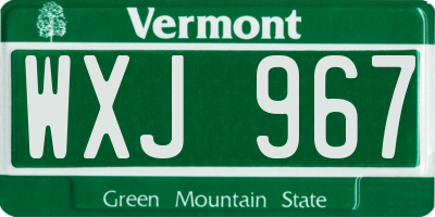 VT license plate WXJ967