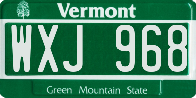 VT license plate WXJ968