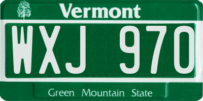 VT license plate WXJ970