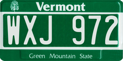 VT license plate WXJ972