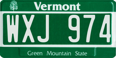 VT license plate WXJ974