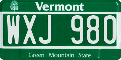 VT license plate WXJ980