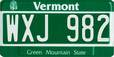 VT license plate WXJ982
