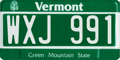 VT license plate WXJ991