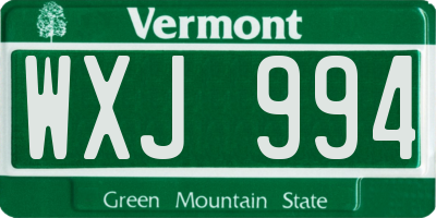 VT license plate WXJ994