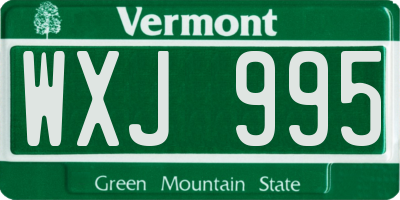 VT license plate WXJ995