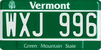 VT license plate WXJ996