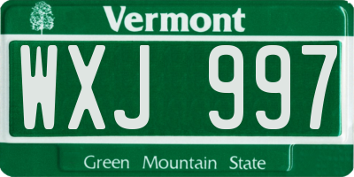 VT license plate WXJ997