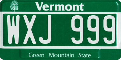 VT license plate WXJ999