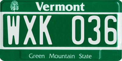 VT license plate WXK036
