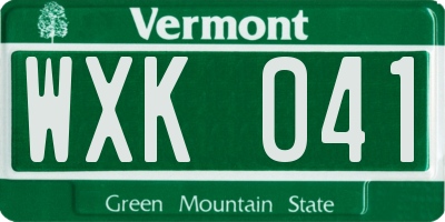 VT license plate WXK041