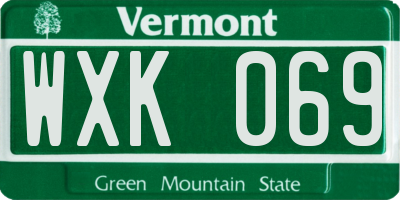 VT license plate WXK069