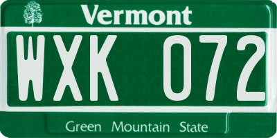 VT license plate WXK072