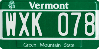 VT license plate WXK078