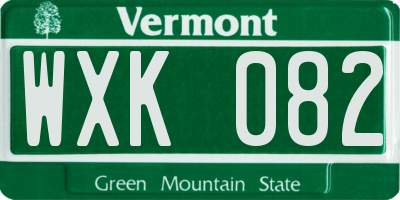 VT license plate WXK082