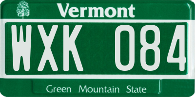 VT license plate WXK084