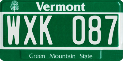 VT license plate WXK087