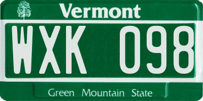 VT license plate WXK098