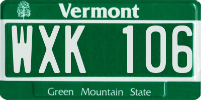 VT license plate WXK106