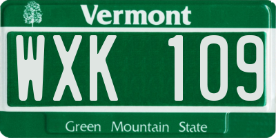 VT license plate WXK109