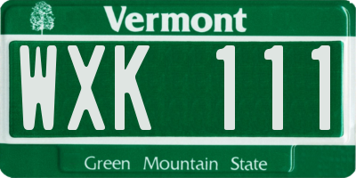 VT license plate WXK111