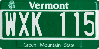 VT license plate WXK115