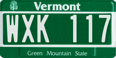 VT license plate WXK117