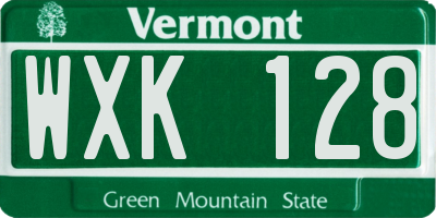 VT license plate WXK128