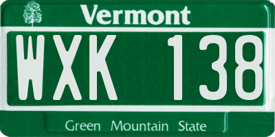 VT license plate WXK138