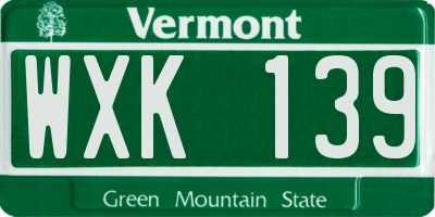 VT license plate WXK139