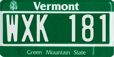 VT license plate WXK181