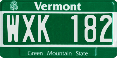 VT license plate WXK182